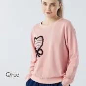【Qiruo 奇若】秋冬專櫃粉紅色長袖上衣6010A 胸前愛心設計