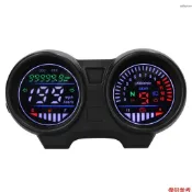 機車改裝儀表 LED速度里程錶 轉速錶 油量表 支持閃爍報警 12V 黑色