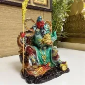 【超微米】坐姿關公像 招財公司商鋪供奉佛像 鎮宅關聖帝君神像 武財神雕像 關二爺樹脂工藝品(關公像30cm)