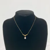 【DOKODEMO】MIKIMOTO K18YG 珍珠TOP2.5克 鑽石 42公分項鍊 白色珍珠