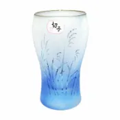 全球選品1館 生活百貨 日式江戶切子玻璃杯綠色葡萄酒杯手工刻花日本硝子工藝家用裝飾品