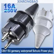 48h出貨丶歐規接線電源插座 全銅環保白色E-012接線插頭電源插座連接器插頭