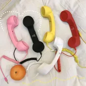 ✨新品促銷✨辦公外接有線電話 電話聽筒式有線耳麥 ins網紅少女心復古手機聽筒學生搞怪調節音量話筒創意電話機聽筒