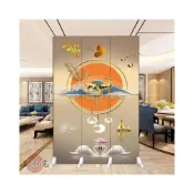 (店+)屏風裝飾阻斷 加贈底座 屏風隔間 優質雙面辦公室屏風隔斷折疊移動竹子麋鹿風水玄關客廳家用進門遮擋牆