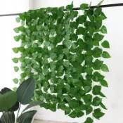 1M / 2M 人造植物綠葉藤天花板裝飾壁掛爬山虎常春藤蔓婚禮派對花園裝飾