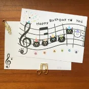 【 慶生派對系列 】黑貓音符合唱生日快樂－明信片