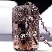 【樸緻精品】冰種黑曜石 神像 佛像 關聖帝君關公項鍊 義薄雲天 法像莊嚴 珠鍊款（GA-3466）