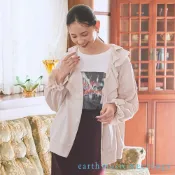 earth music&ecology 雙層荷葉摺邊剪裁拉鍊夾克外套(01001192100)