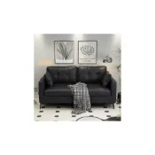 (店+)沙發小戶型雙人出租房屋公寓辦公室休息區服裝店黑色皮藝客廳沙發