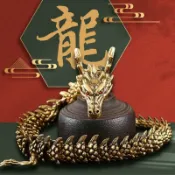 天際生活 【黃銅活體龍】龍擺件 金屬龍 金錢豹 眼鏡蛇 3D工藝品 可活動關節 展廳擺設 桌面裝飾 精雕細琢 招財納福 送禮收藏