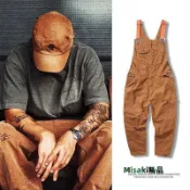 吊帶褲男 大尺碼吊帶褲 工裝吊帶褲 吊帶褲男生 牛仔吊帶褲 牛仔褲 余文樂揹帶褲男潮寬鬆直筒連身工裝服潮流百搭破洞-Misaki精品