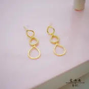 純金耳環【時尚水滴閃鑽】耳針式 歐美風 黃金造型女生耳環 9999純金