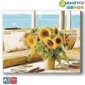 (店+)【Manto】海景向日葵-台灣製DIY數字油畫|超取專用大小