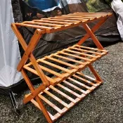 美麗大街【108080806】露營居家皆適合置物竹製摺疊三層架 附收納袋