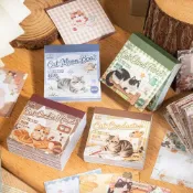 (店+)語閒 便簽貼紙 線團小貓系列 4款 書寫紙 平面仿刺繡 手帳貼紙 可愛貼紙 背景貼紙 便條紙 MEMO