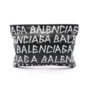 【DOKODEMO】【二手】巴黎世家 (Balenciaga) BALENCIAGA Second Bag Clutch Bag Graffiti 494040 黑/白皮革塗鴉手拿包 男士二手 A