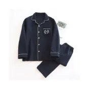 (店+)【Lequki Store】秋冬三層加厚保暖空氣層男士睡衣套裝日式中厚整套長袖全棉家居服免運