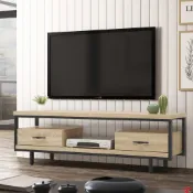 輕工業風 梧桐色 5尺電視櫃 寬151公分 活動抽屜 視聽櫃 TV櫃 鐵架電視櫃 黑紗烤漆 組合電視櫃 YD米恩居家生活