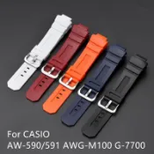 💗Tpu 錶帶適用於卡西歐 G-shock AW-590/AW-591 AW-5230/AW-282B AWG-M100