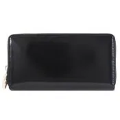 GUCCI 828177 Petite 烙印LOGO漆皮竹節ㄇ字拉鍊長夾.黑
