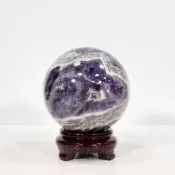 (店+)【御古齋】天然 夢幻紫晶球 虎牙紫水晶 水晶球 風水球 聚氣開運 激發智慧 助思考 原礦擺件 附座 0804