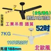 台灣製造 內建IC款 吊扇 工業扇 工業吊扇 36 42 52 吋 三葉吊扇 鐵葉 壁控 遙控 白色 黑色 北歐 工業風