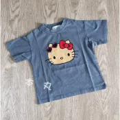 現貨 日系童裝 親子 曬黑黑 Hello Kitty  復古 水洗 上衣