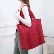 (店+)【Victoria Secret】【Sharkhead】現貨 Victoria's Secret 手提包 拉鏈包 衍縫 鋪棉 大紅 紅色 托特包 大包