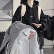 連帽刷毛字母印花大學T 大尺碼 長袖帽T 刷毛帽t 連帽衛衣 帽T 大學T 男生長袖上衣 情侶裝 衛衣男（BTW105）