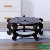 木底座陶瓷儲水缸花盆魚缸盆栽佛像木質底座擺件工藝高腳木托架
