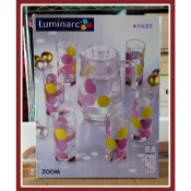 六杯一壺】Luminarc 法國樂美雅 幾何復古風玻璃水壺杯組｜波普風彩點設計 杯270ml、壺1.6L