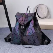 日本 後背包 菱格形 磨砂變色 明星同款 電腦 旅行包 幾何背包 大容量 時尚摺疊 幾何後背包 三宅同款包