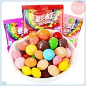 🔥滿口香【臺灣出貨】彩虹糖脆皮 Skittles 彩虹糖 混閤水果口味 果汁軟糖 彩虹豆 兒童零食 混閤口味 痠勁 果