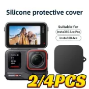 2/4 件運動相機鏡頭蓋適用於 Insta360 Ace Pro 2 矽膠保護罩防刮防塵鏡頭蓋更換