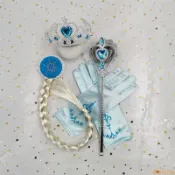 💗台灣出貨💗「小珍珠」女童冰雪奇緣艾莎公主道具四件套裝（含皇冠+權杖+假髮辮子+手套） elsa女王皇冠魔法棒萬聖節