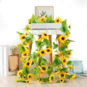 【多樂】園藝仿真向日葵藤蔓 太陽花花藤 不凋花 仿真花 人造花 假花植物 藤條 花藤 拍攝道具 婚禮婚慶拱門居家裝飾