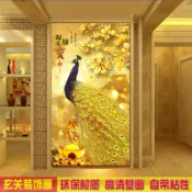 小胖達生活百貨 玄關畫 風水壁畫 掛畫 歐式3D立體壁紙自粘金孔雀裝飾畫無框畫玄關過道走廊風水招財壁畫【還有其他款式 其他尺寸可以選擇】
