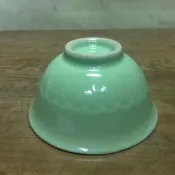 WH4673【四十八號老倉庫】二手 早期 台灣 淡青色 老碗 米糕碗 碗粿碗 飯碗 11.4cm 有瑕 1碗價