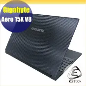 【Ezstick】GIGABYTE Aero 15X V8 筆電機身貼｜黑色卡夢紋｜上蓋+鍵盤週圍貼｜