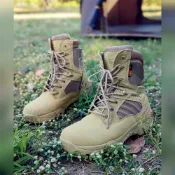 美麗大街【111032211】短筒 戶外 軍靴 多功能健行軍靴 淺沙漠色