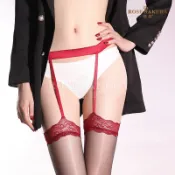 EFP大美人-2024♡珞櫻正品性感美腿女神馬油/極光撞色蕾絲一體吊襪帶長筒絲襪大腿襪~黑紅8328/8329
