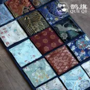 【鵲旗】茶杯墊 高檔中式 方形棉麻杯墊 刺子繡布藝餐墊印花 錦緞和風茶杯墊 隔熱杯墊 定墊制