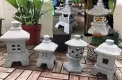 全新 日式 庭園庭院 太陽能蠟燭花園陽台燭台園藝植物裝飾盆栽中國風擺件 青石燈 陶土 石燈籠 小燈 日本 石燈 神隱少女