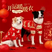 🔥臺灣熱賣/免運🔥大狗狗過年喜慶衣服秋冬裝新款中大型犬邊牧金毛拉布拉多保暖衛衣
