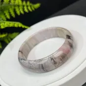 優質 緬甸樹化玉手鐲 56MM 冰潤高瓷天眼千層年輪紋多彩 冥想智慧