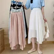 臺灣現貨藝文棉麻裙 不規則半身裙 鬆緊腰透氣簡約休閒亞麻A字裙 中長款百搭百褶裙 飄逸長裙 傘裙 大擺裙 正韓洋裝