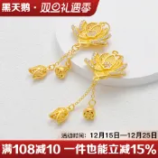 18K啞金包金保色鋯石蓮花吊蓮蓬蓮心耳環diy手工飾品耳墜流蘇吊墜