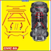 💕底盤強化拉桿 八代思域專用 引擎室平衡桿 汽車改裝 本田思域CIVIC 8 旅圖防傾桿 李子串可調式擺臂