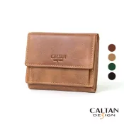 【CALTAN】真皮/中夾 | 小文藝扣式真皮短夾-075055_五色 零錢包 小皮夾