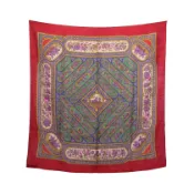 【DOKODEMO】【二手】愛馬仕 HERMES 90 QALAMDAN 絲絨羊絨圍巾 女士二手 A